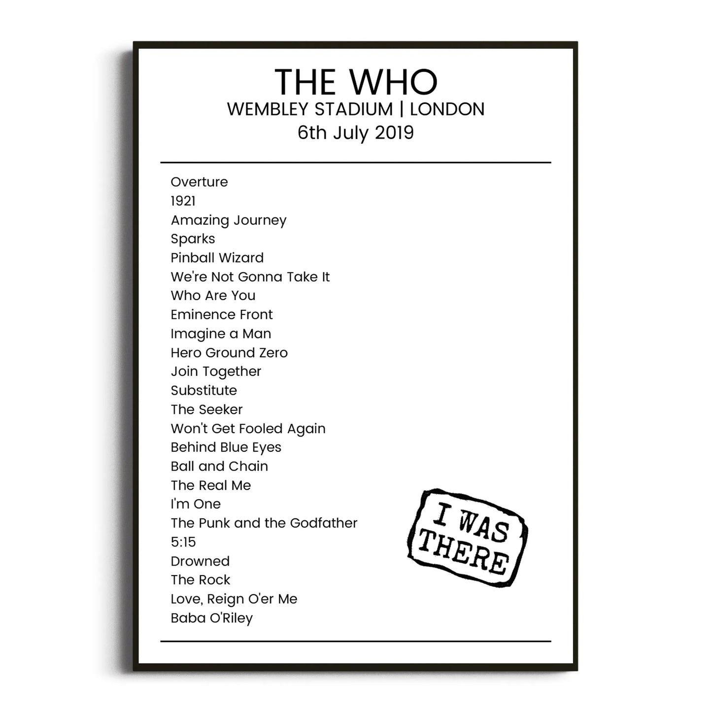 The Who London 06 July 2019 Setlist Poster