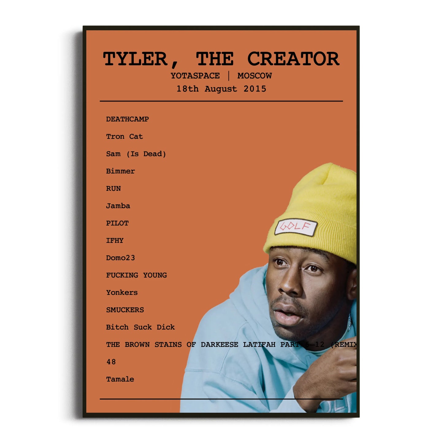 Tyler, The Creator Moscow 18 August 2015 Setlist Poster