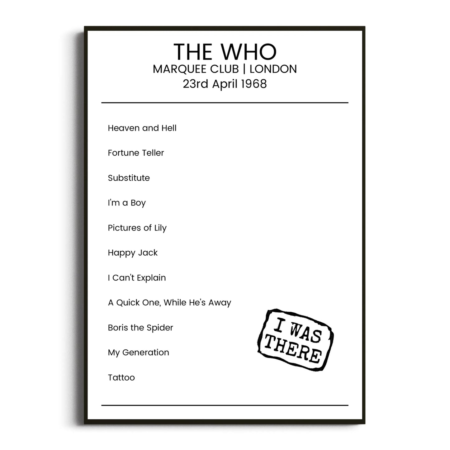 The Who London 23 April 1968 Setlist Poster