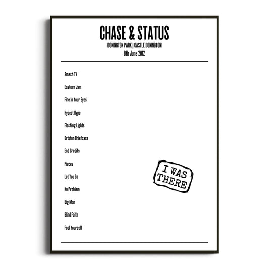 Chase & Status Castle Donington 08 June 2012 Setlist Poster