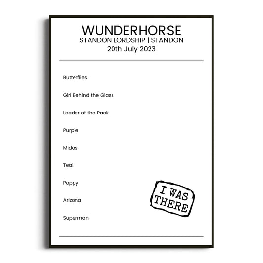 Wunderhorse Standon 20 July 2023 Setlist Poster