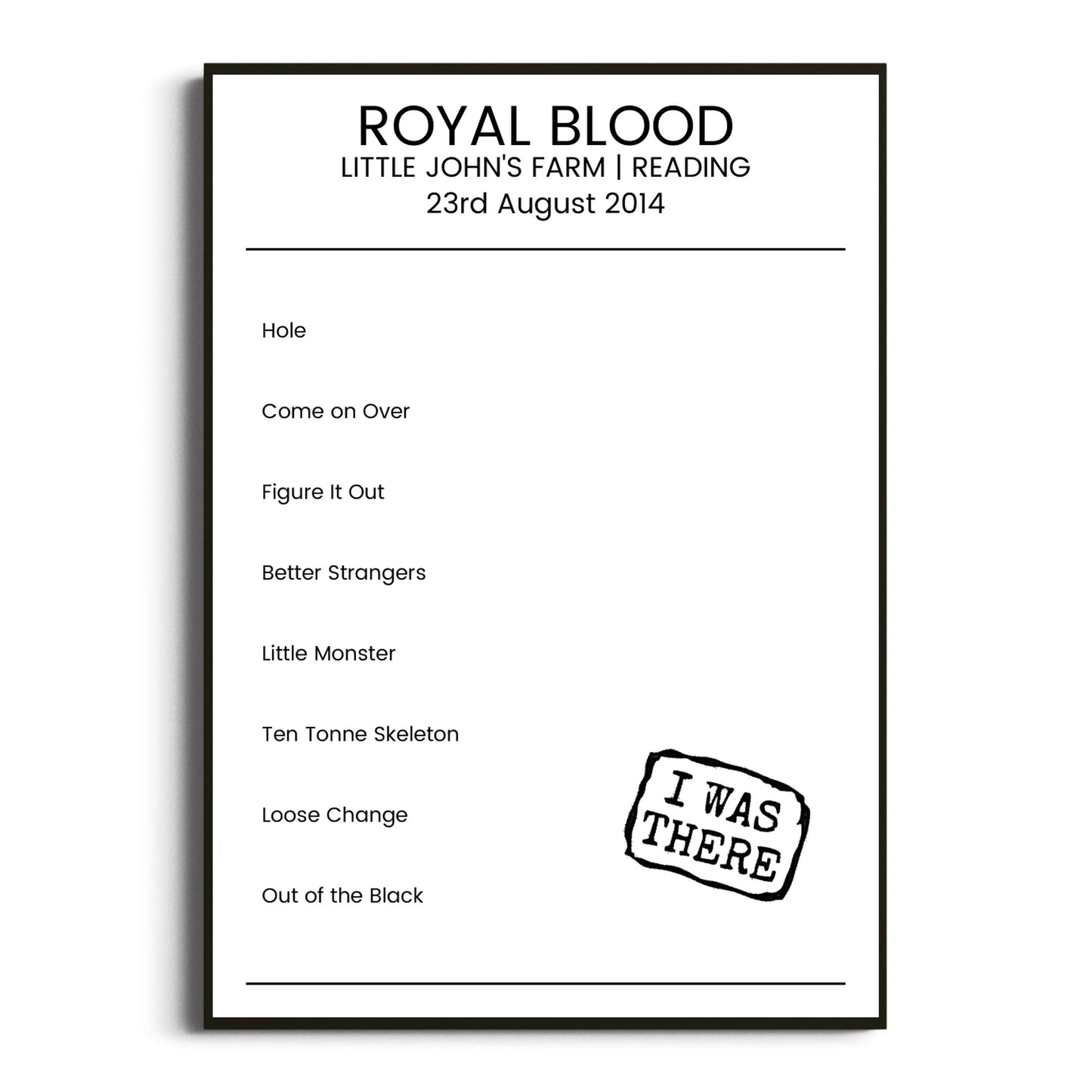 Royal Blood Reading 23 August 2014 Setlist Poster