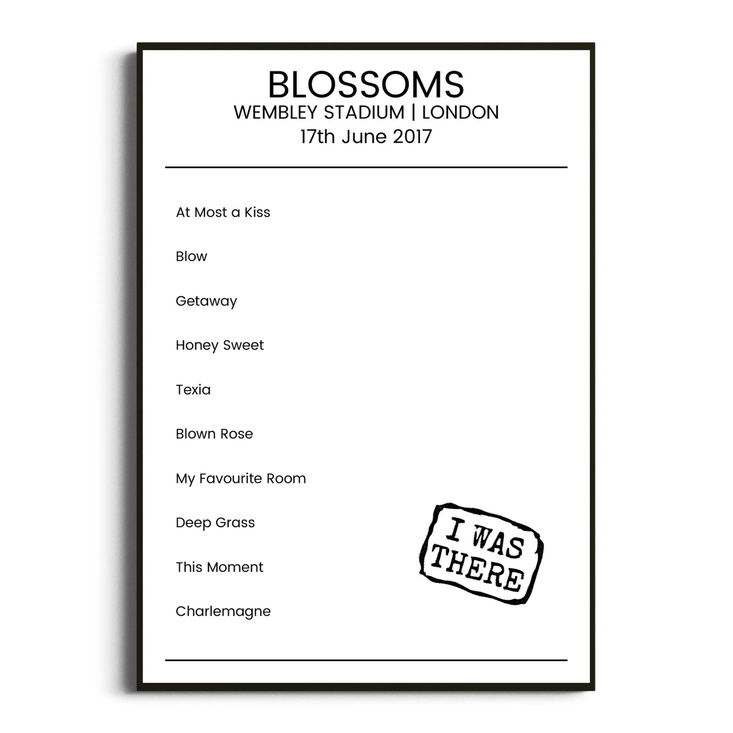 Blossoms London 17 June 2017 Setlist Poster