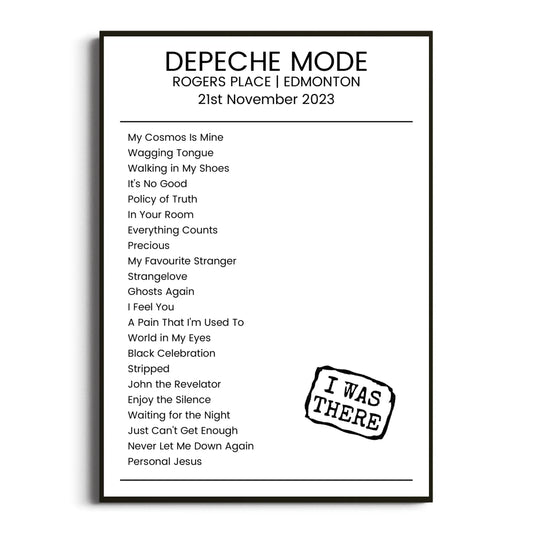 Depeche Mode Edmonton 21 November 2023 Setlist Poster