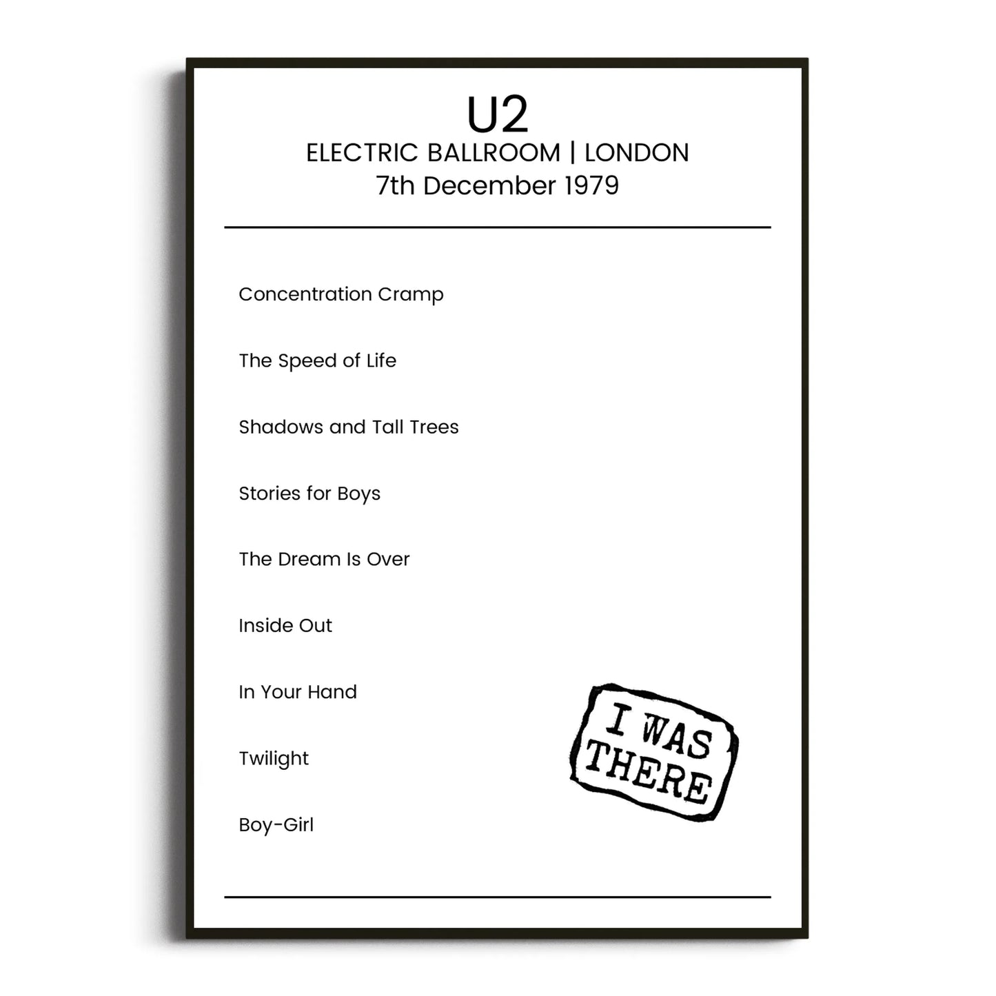 U2 London 07 December 1979 Setlist Poster