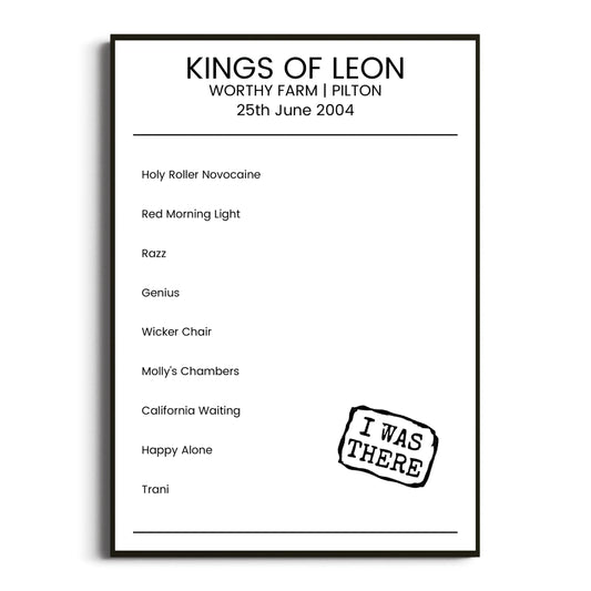 Kings of Leon Pilton 25 June 2004 Setlist Poster