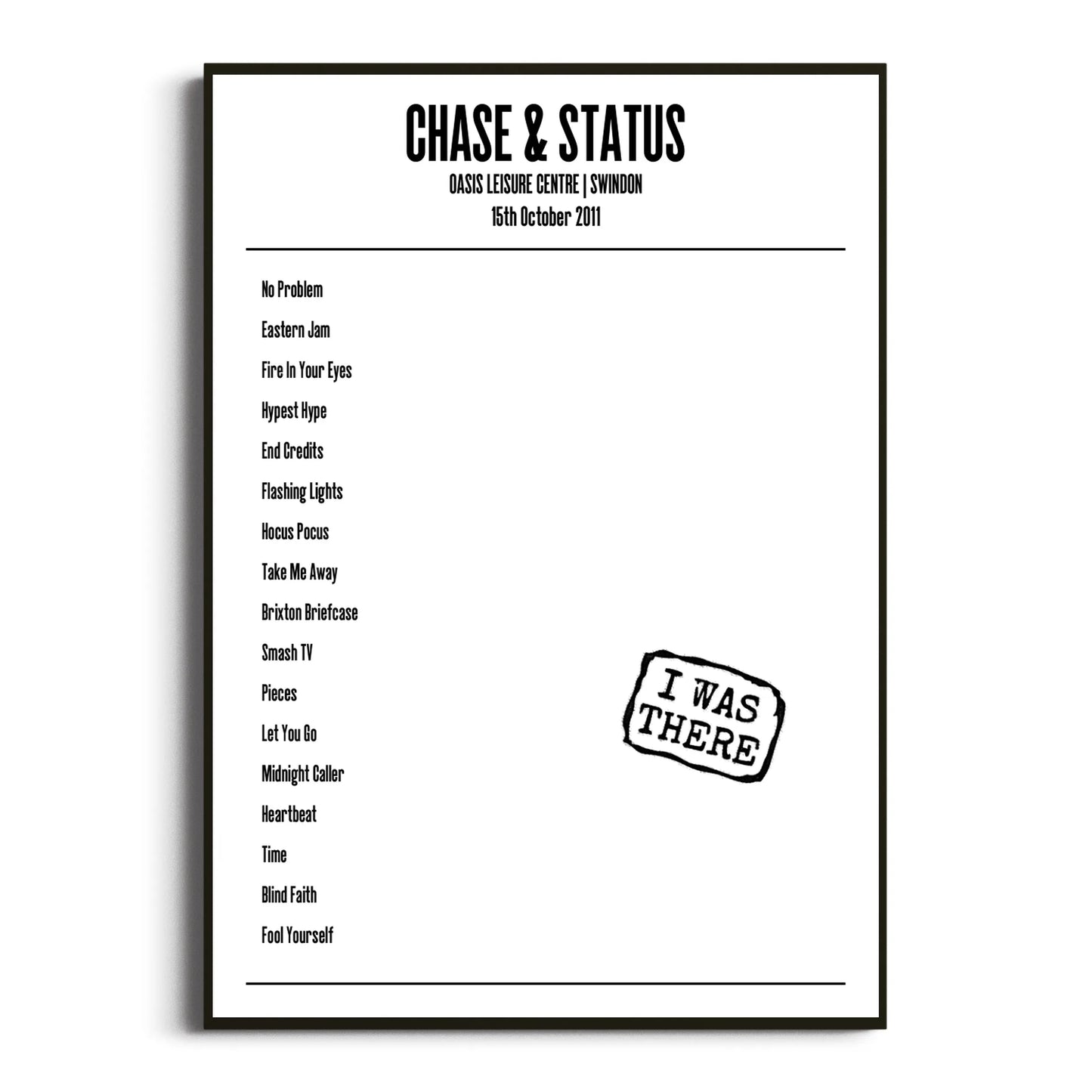 Chase & Status Swindon 15 October 2011 Setlist Poster