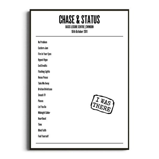 Chase & Status Swindon 15 October 2011 Setlist Poster