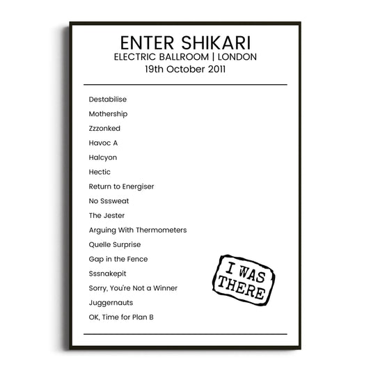 Enter Shikari London 19 October 2011 Setlist Poster