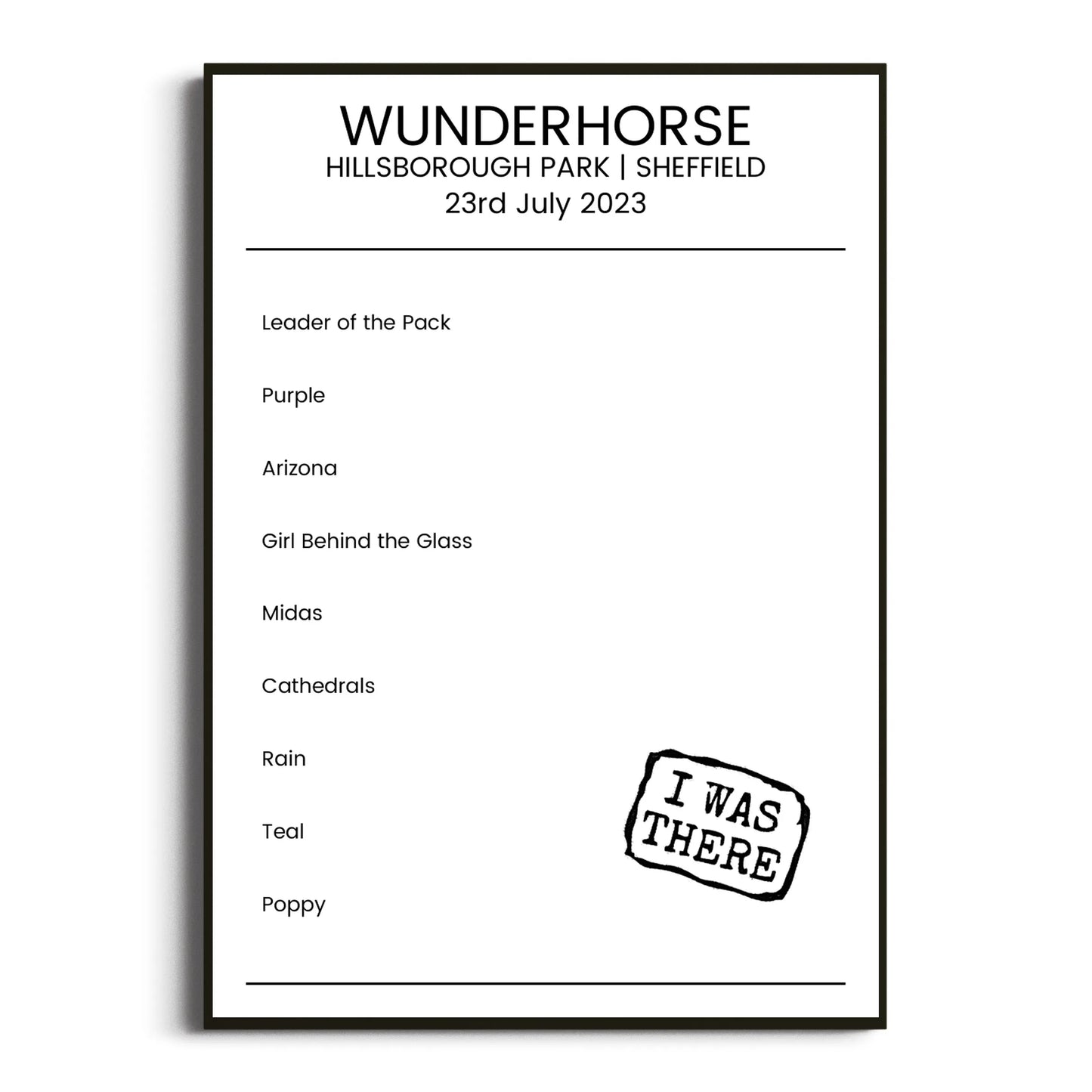 Wunderhorse Sheffield 23 July 2023 Setlist Poster