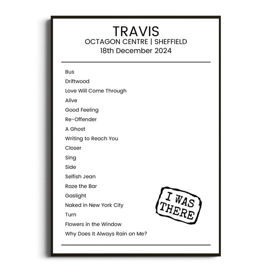 Travis Sheffield 18 December 2024 Setlist Poster