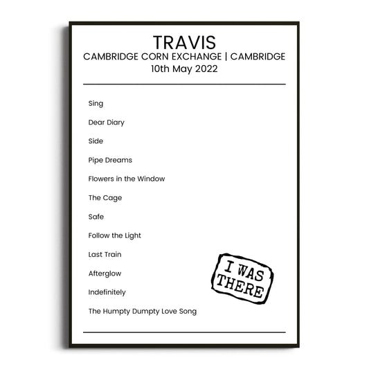 Travis Cambridge 10 May 2022 Setlist Poster