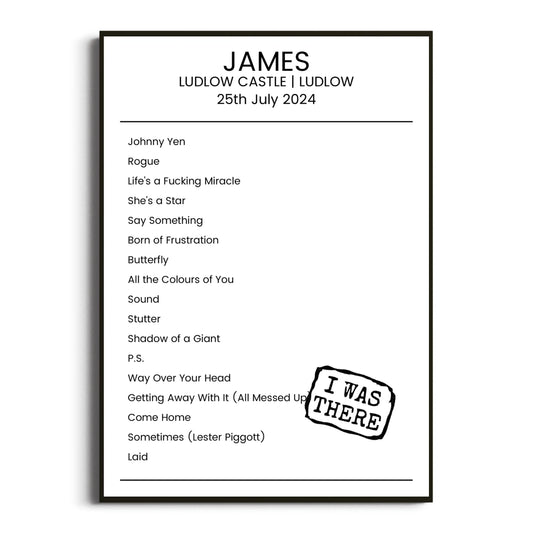 James Ludlow 25 July 2024 Setlist Poster