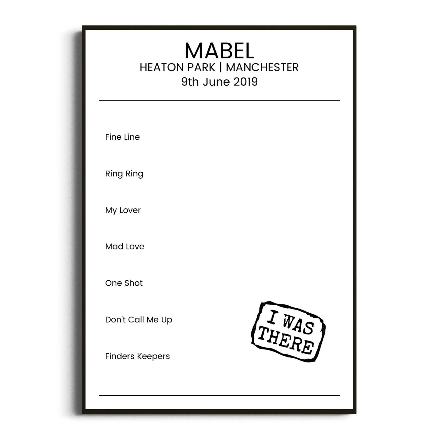 Mabel Manchester 09 June 2019 Setlist Poster