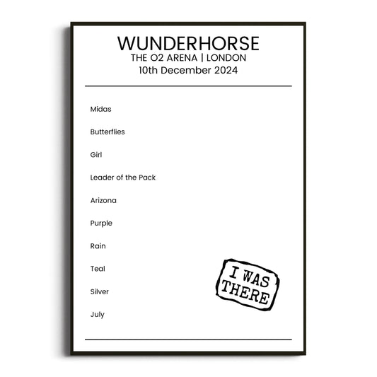 Wunderhorse London 10 December 2024 Setlist Poster