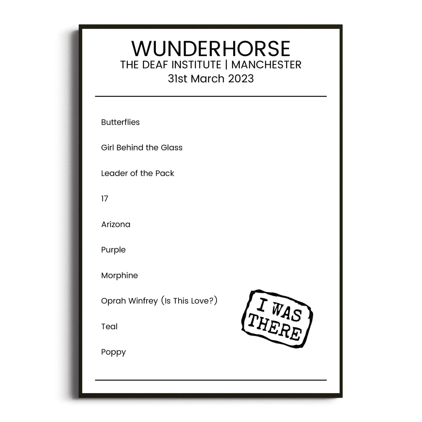 Wunderhorse Manchester 31 March 2023 Setlist Poster