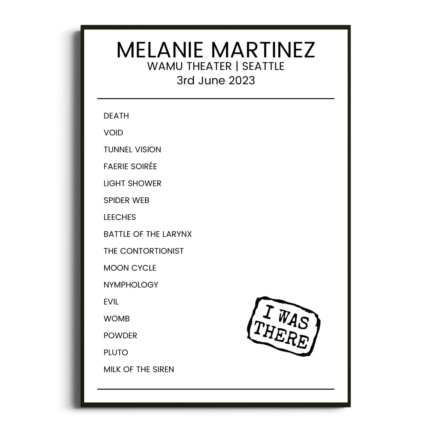 Melanie Martinez Seattle 03 June 2023 Setlist Poster