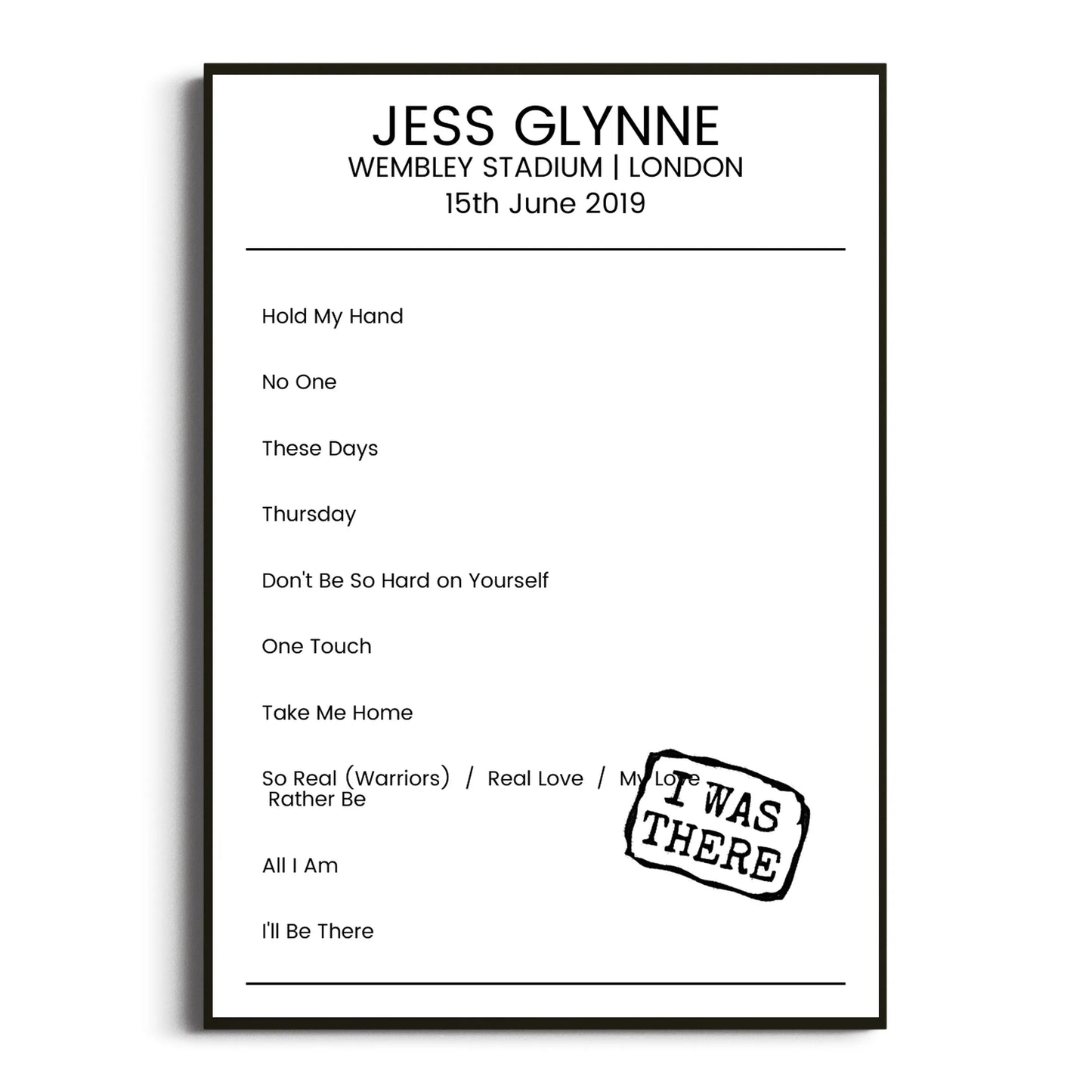 Jess Glynne London 15 June 2019 Setlist Poster