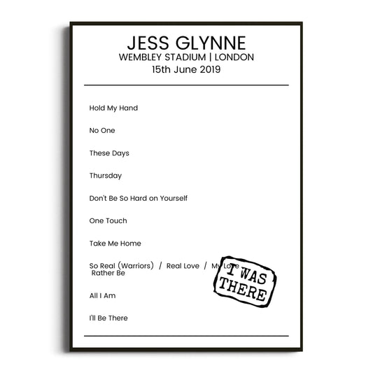 Jess Glynne London 15 June 2019 Setlist Poster