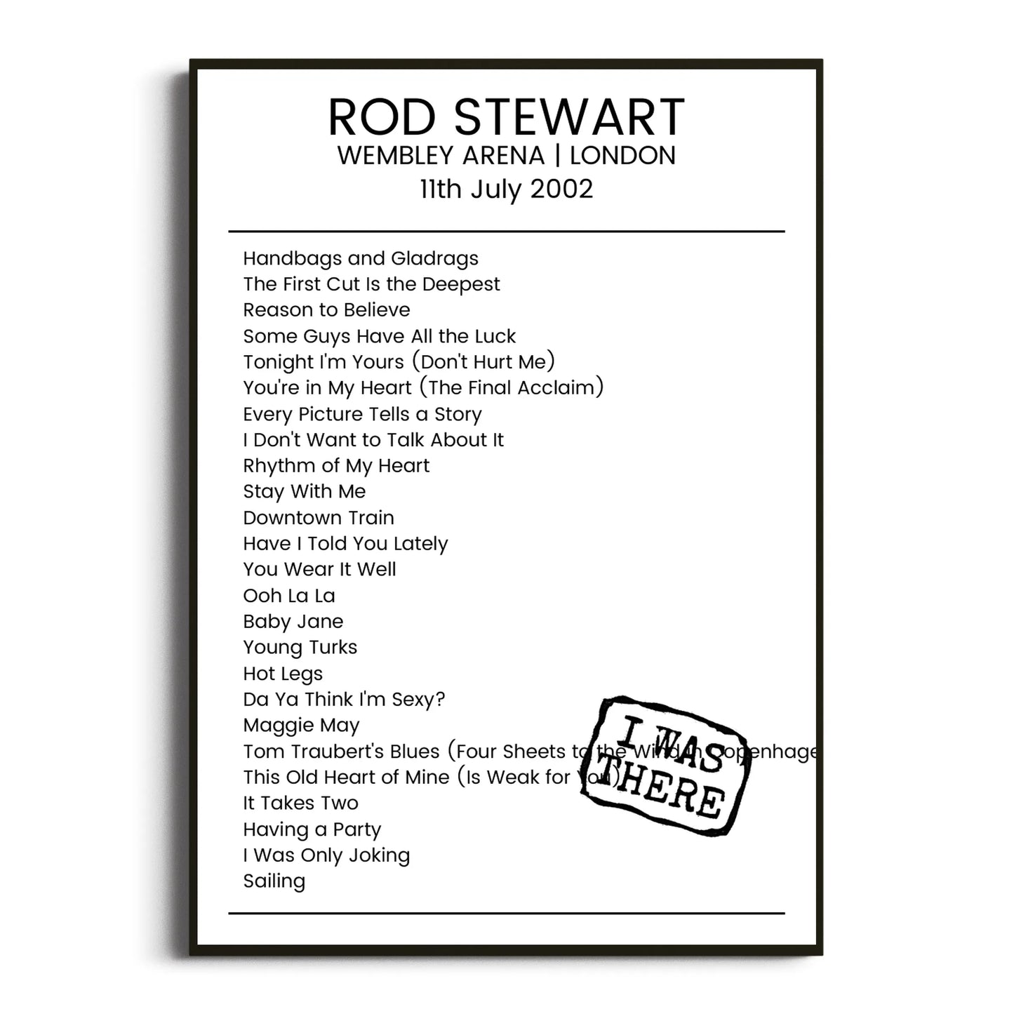 Rod Stewart London 11 July 2002 Setlist Poster