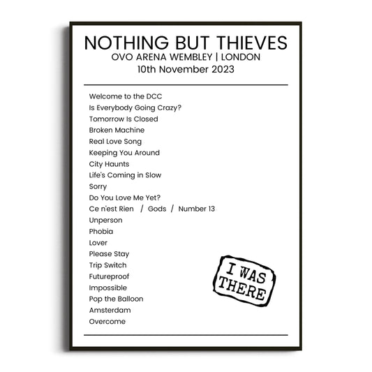 Nothing But Thieves London 10 November 2023 Setlist Poster