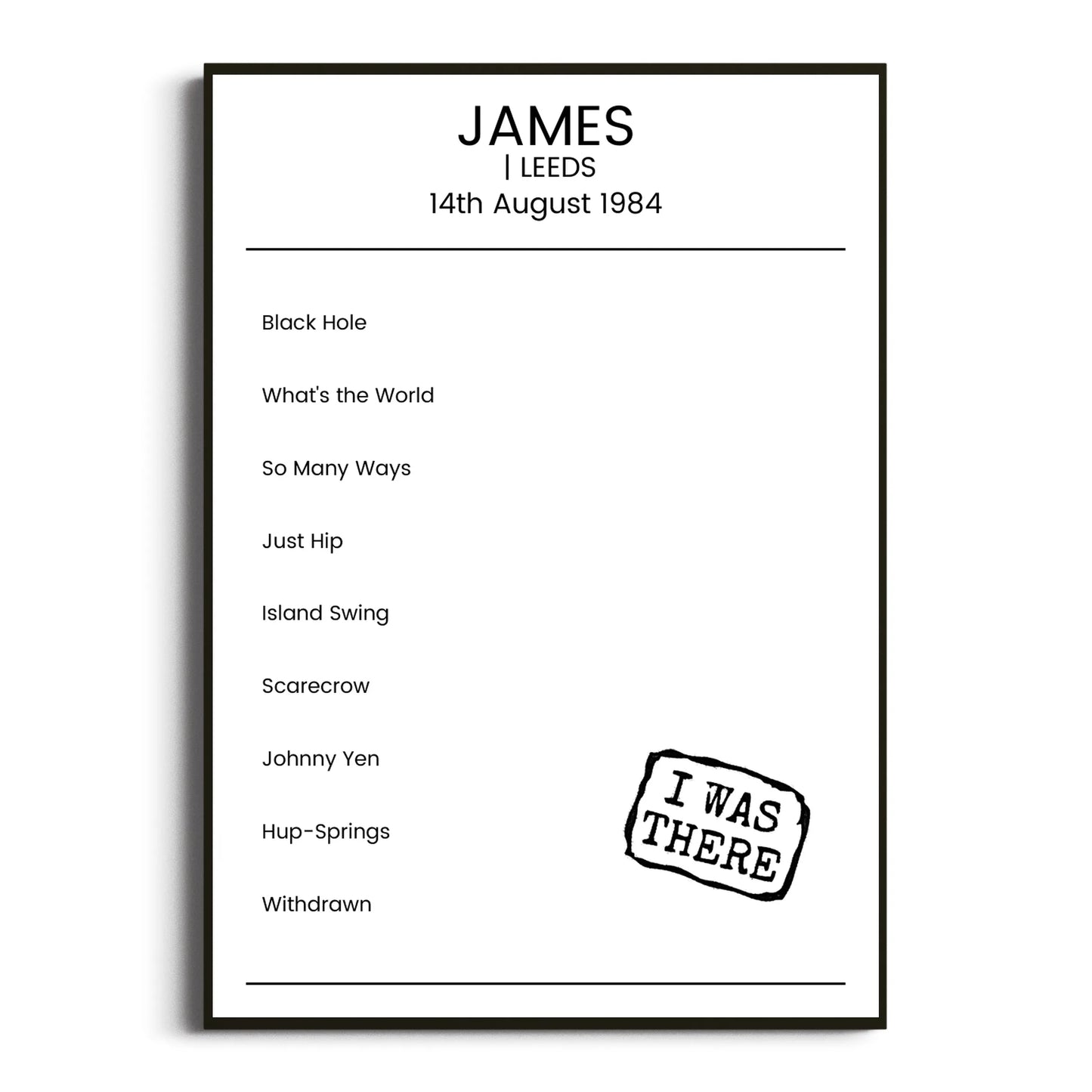 James Leeds 14 August 1984 Setlist Poster