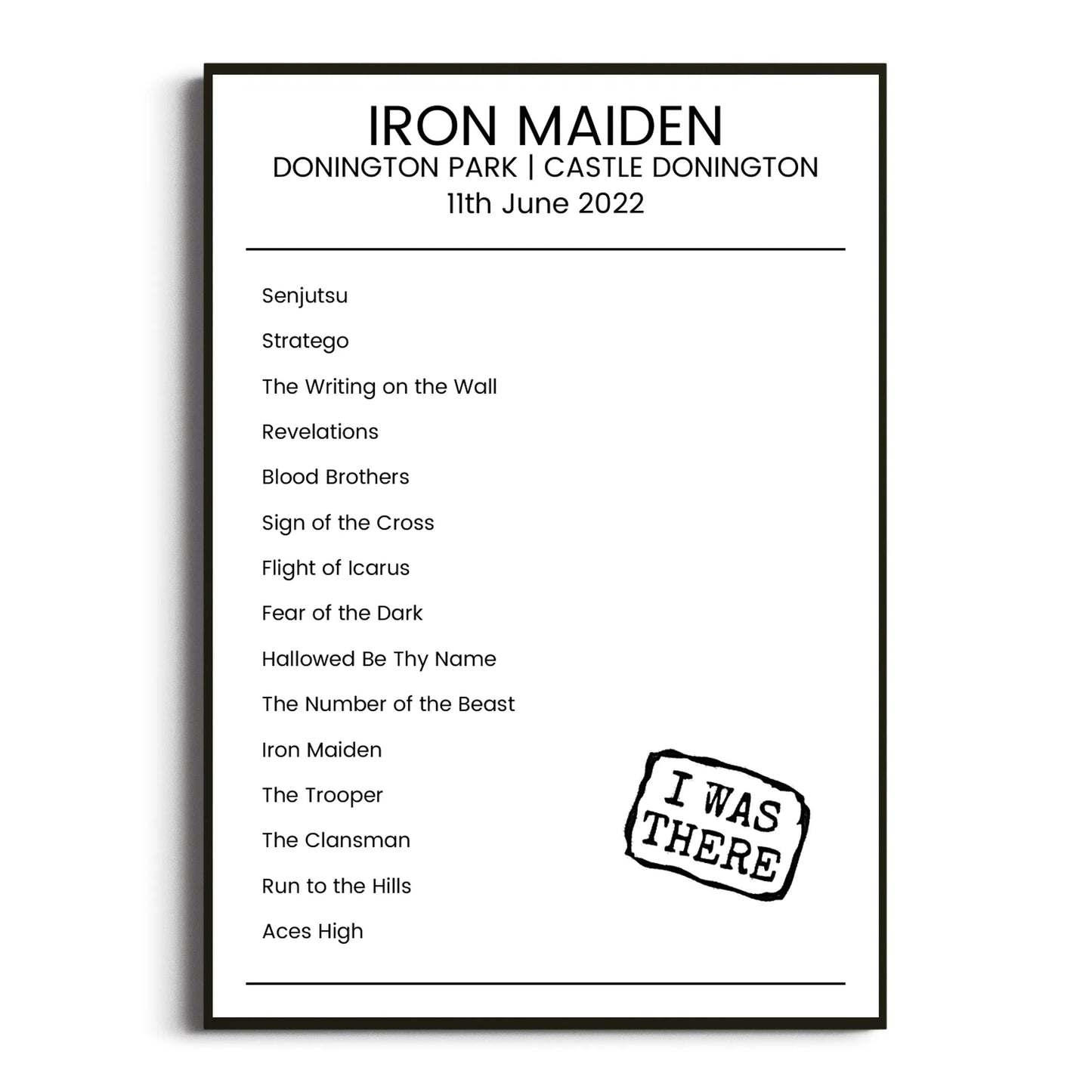 Iron Maiden Castle Donington 11 June 2022 Setlist Poster