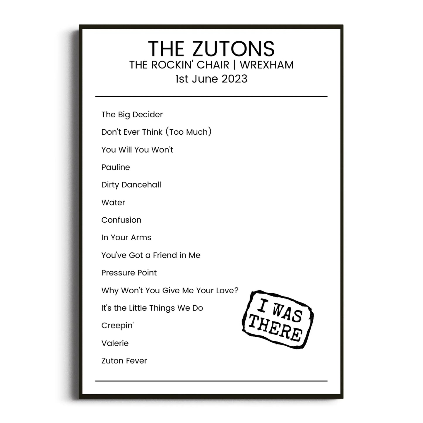 The Zutons Wrexham 01 June 2023 Setlist Poster