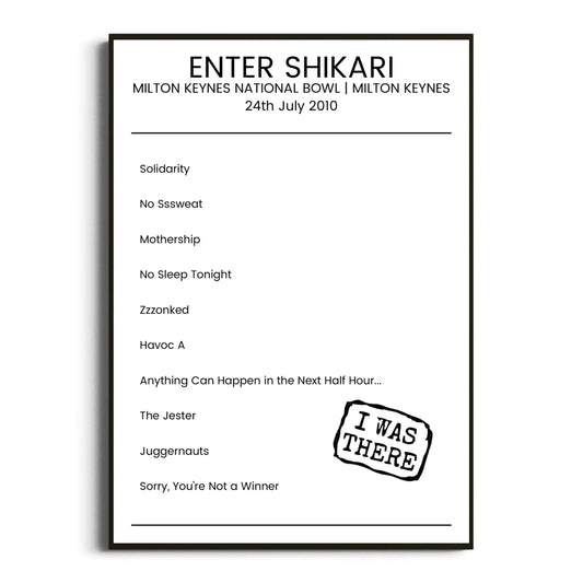 Enter Shikari Milton Keynes 24 July 2010 Setlist Poster