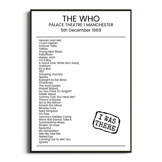 The Who Manchester 05 December 1969 Setlist Poster