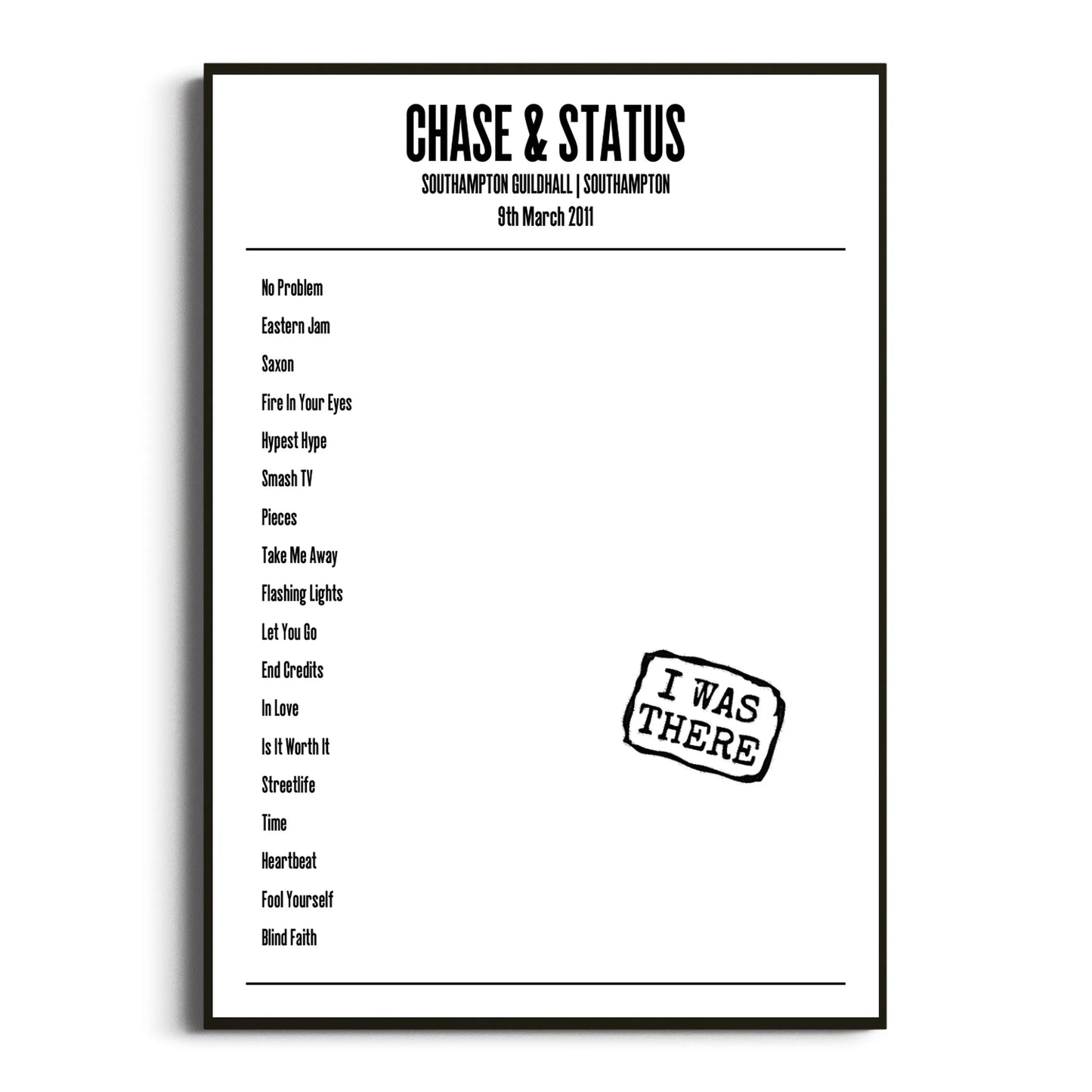 Chase & Status Southampton 09 March 2011 Setlist Poster