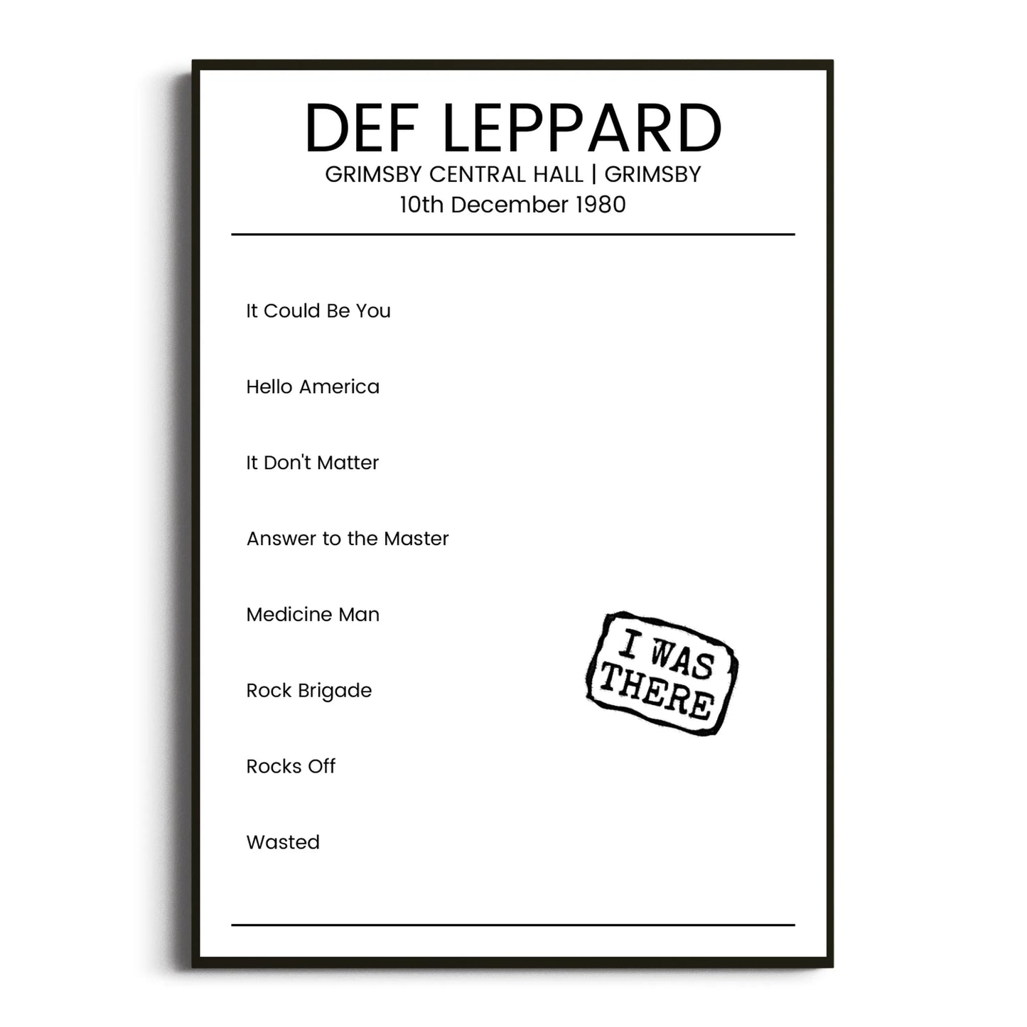 Def Leppard Grimsby 10 December 1980 Setlist Poster