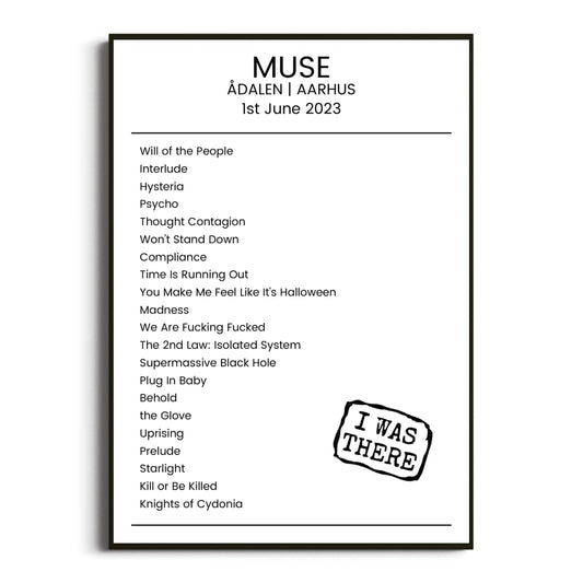 Muse Aarhus 01 June 2023 Setlist Poster