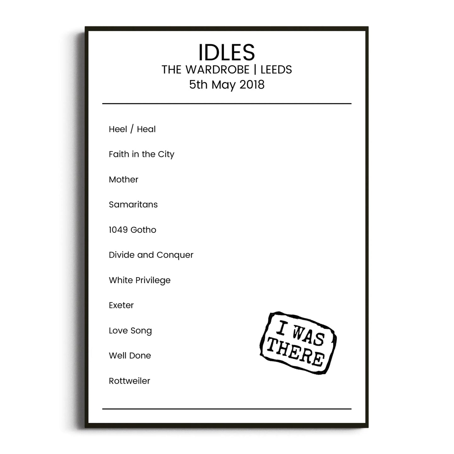 IDLES Leeds 05 May 2018 Setlist Poster