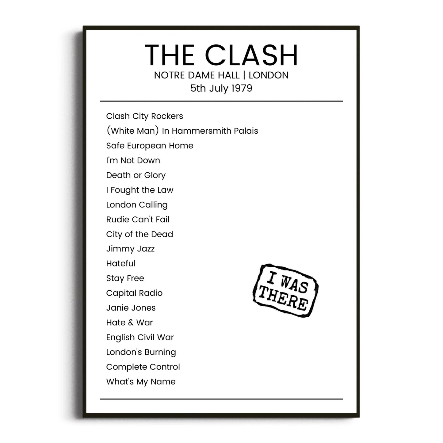 The Clash London 05 July 1979 Setlist Poster