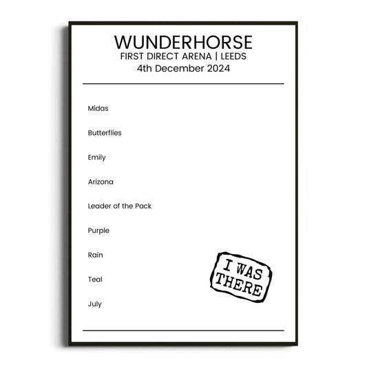 Wunderhorse Leeds 04 December 2024 Setlist Poster