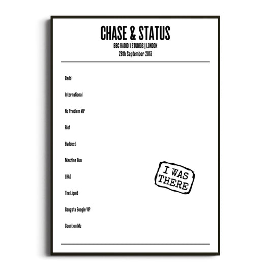 Chase & Status London 28 September 2013 Setlist Poster