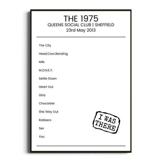 The 1975 Sheffield 23 May 2013 Setlist Poster