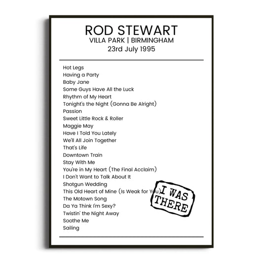 Rod Stewart Birmingham 23 July 1995 Setlist Poster