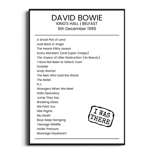 David Bowie Belfast 05 December 1995 Setlist Poster