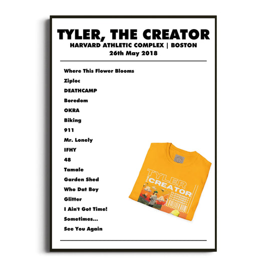 Tyler, The Creator Boston 26 May 2018 Setlist Poster