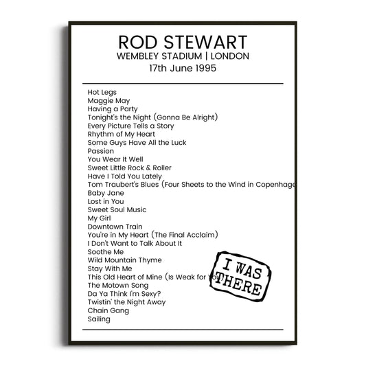 Rod Stewart London 17 June 1995 Setlist Poster