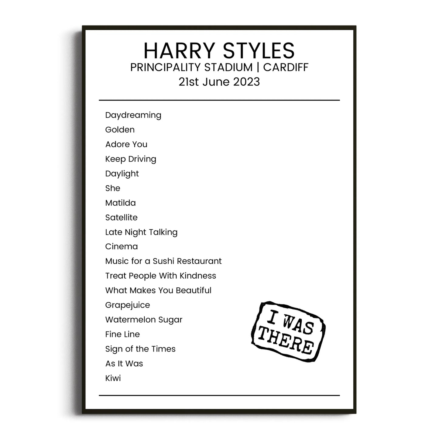 Harry Styles Cardiff 21 June 2023 Setlist Poster