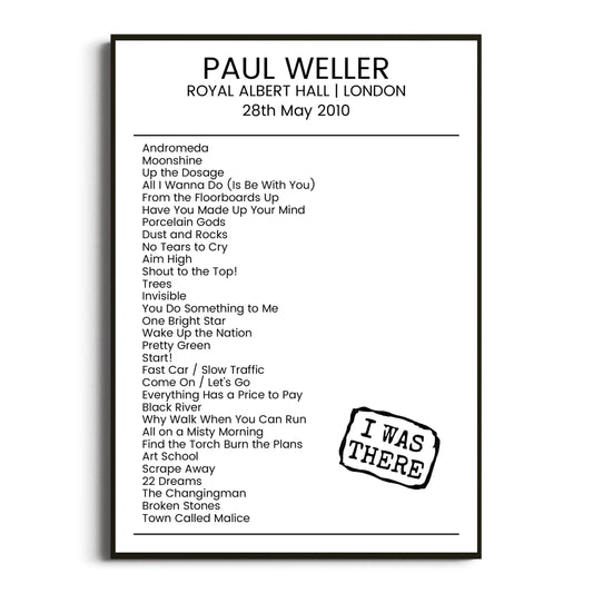 Paul Weller London 28 May 2010 Setlist Poster