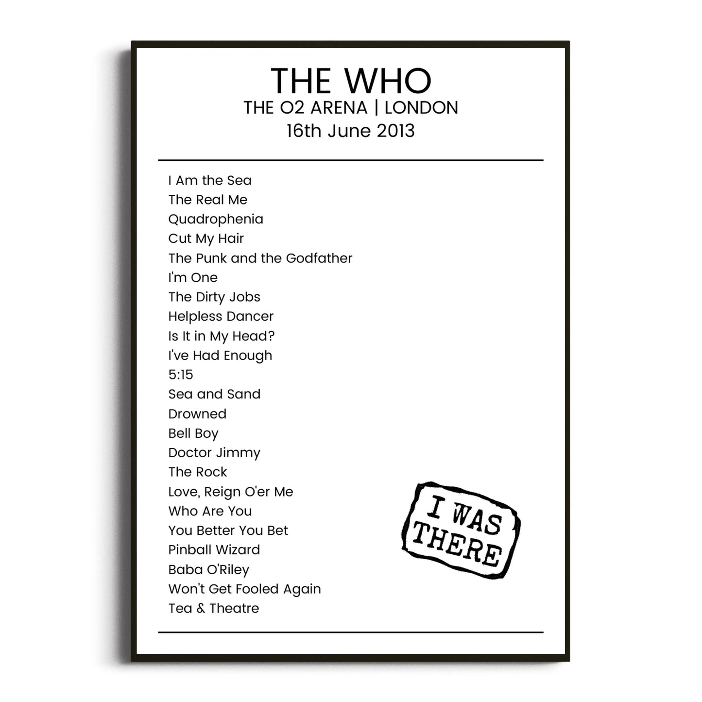 The Who London 16 June 2013 Setlist Poster