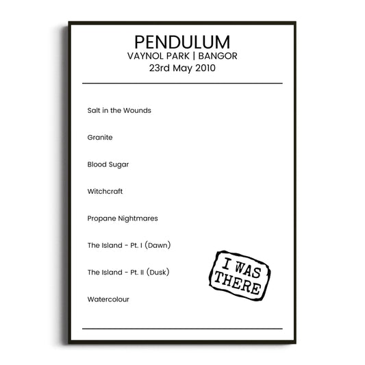 Pendulum Bangor 23 May 2010 Setlist Poster