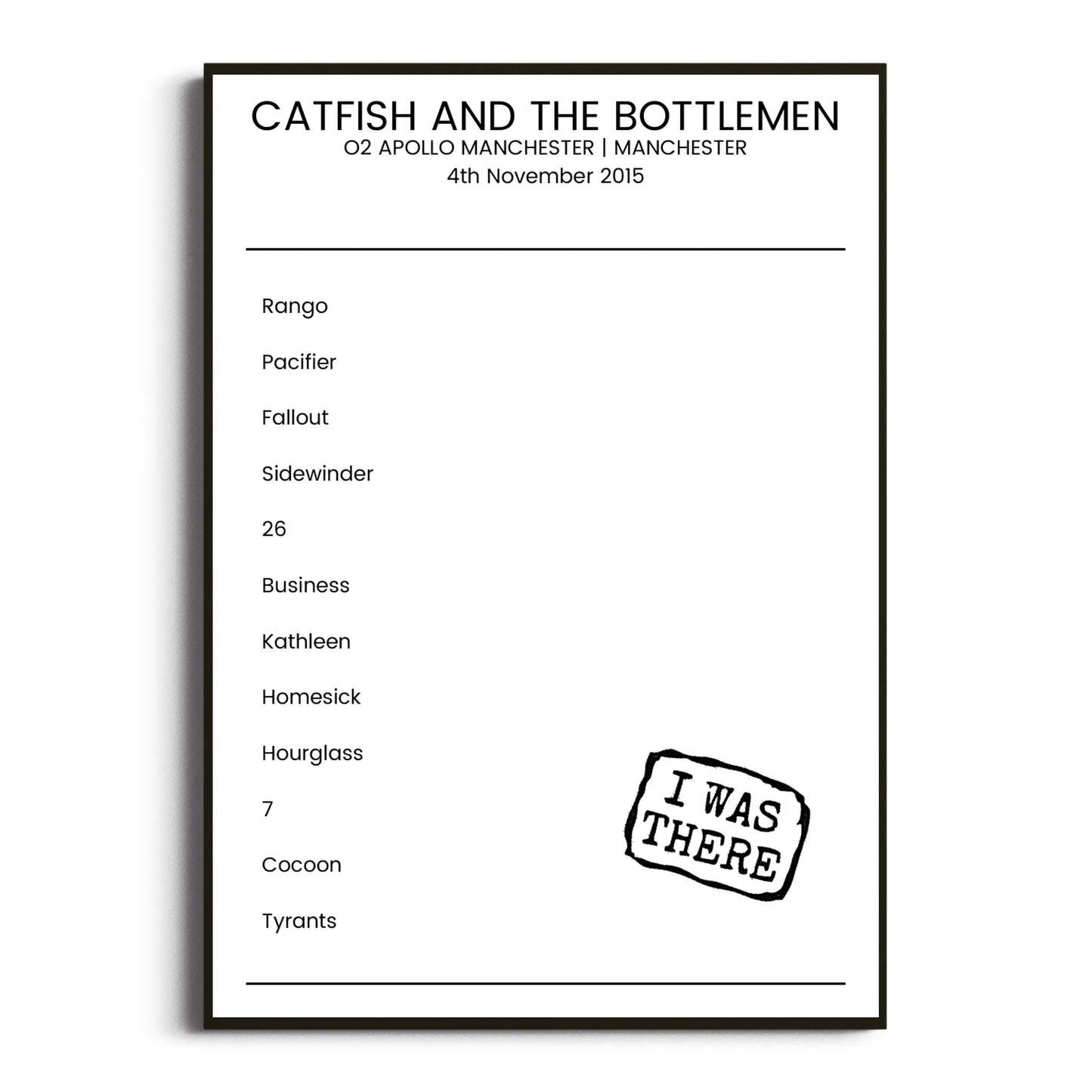 Catfish and the Bottlemen Manchester 04 November 2015 Setlist Poster