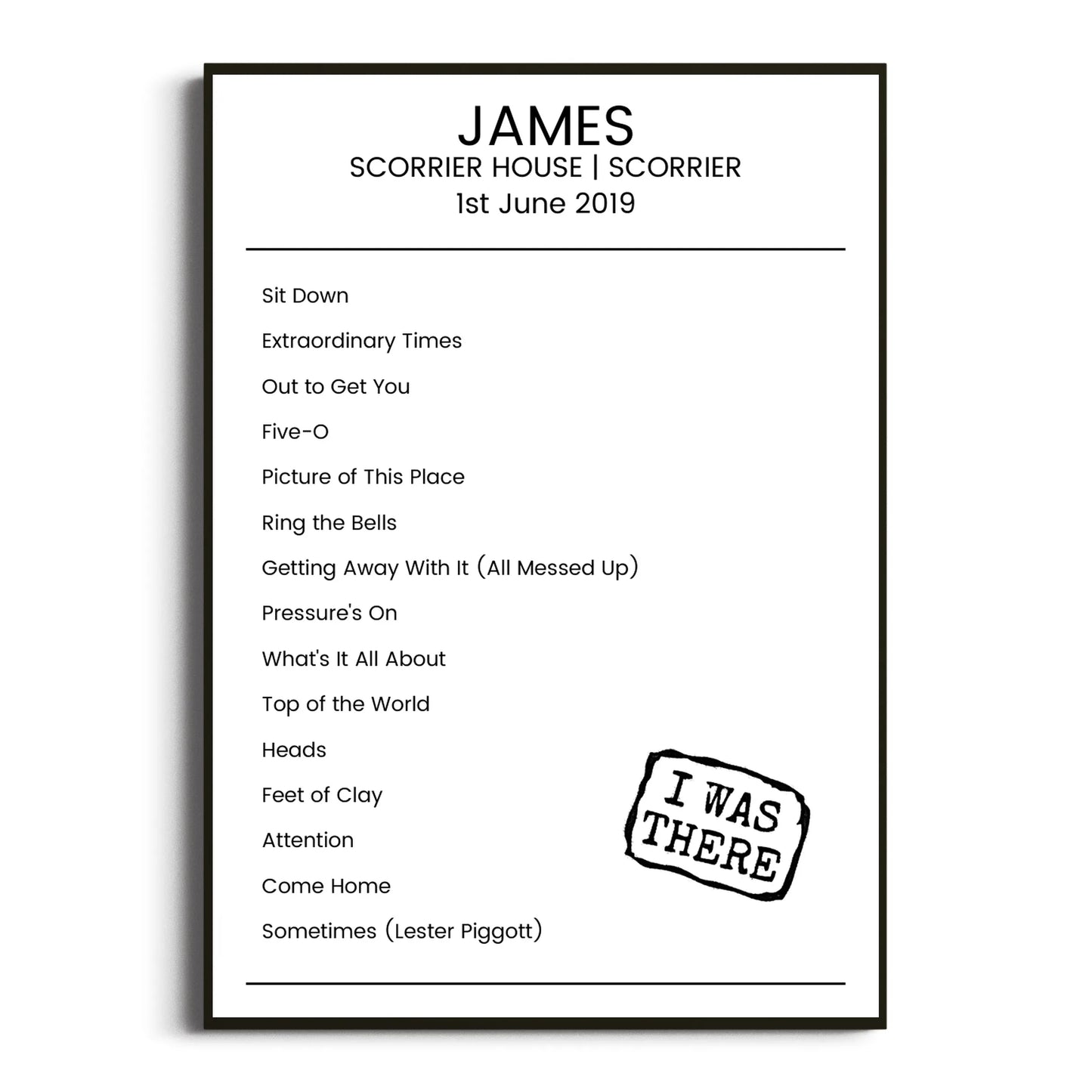 James Scorrier 01 June 2019 Setlist Poster