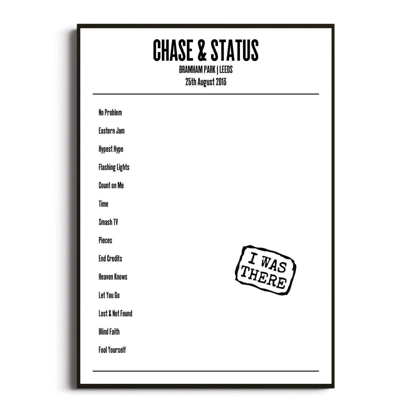 Chase & Status Leeds 25 August 2013 Setlist Poster