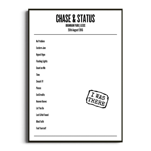 Chase & Status Leeds 25 August 2013 Setlist Poster